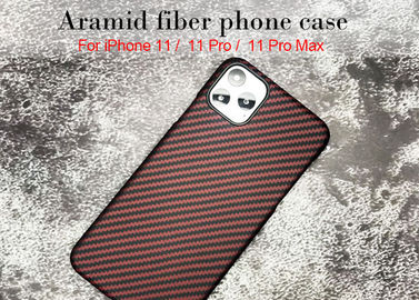 ต่อต้าน ลายนิ้วมือสีแดง Matte Finish Kevlar Aramid Fiber Phone Case สำหรับ iPhone 11