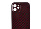 เคสโทรศัพท์ไฟเบอร์อะรามิดพื้นผิวมันวาวน้ำหนักเบาสีแดงสำหรับ iPhone 12